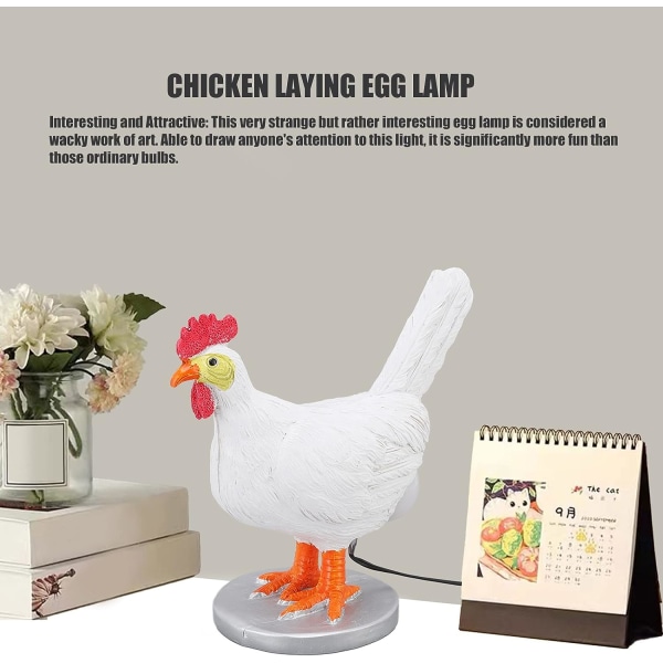 Kyllingeæglampe, sjov æglæggende kyllingelampe, lille led bordlampe til soveværelse til stue, børn, natlys