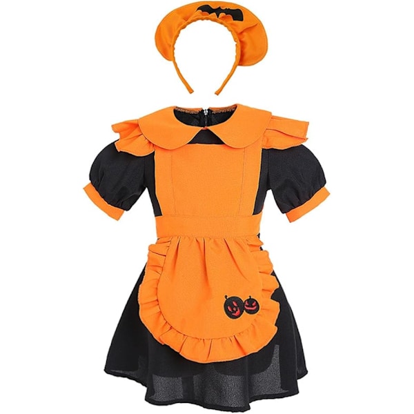 Toddler Flickor Halloween Kostymer Halloween-tema Festkläder Barn Orange Bat Kostym Fest Baby Flicka Kortärmad Orange S
