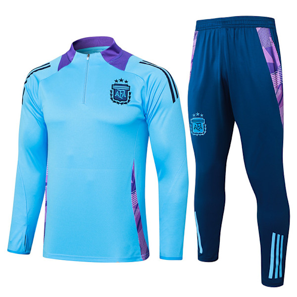 2425 Ny Real Madrid Argentina T England Frankrig Barça Langærmet Træningsdragt Voksen Børn Sæt Blå Blue XL