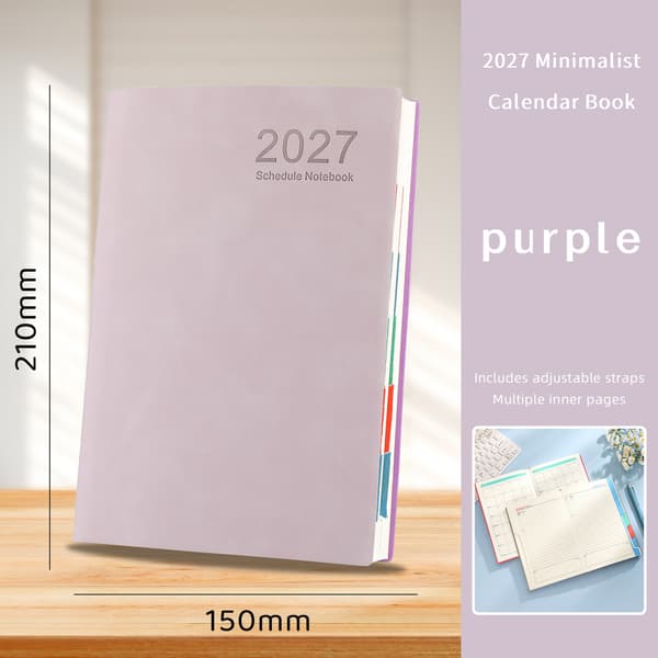 2027 Planlægger (engelsk version) - Kalender, udenrigshandelsnotesbog, arbejds-effektivitetsoptager, planlægningsnotesbog (lilla)