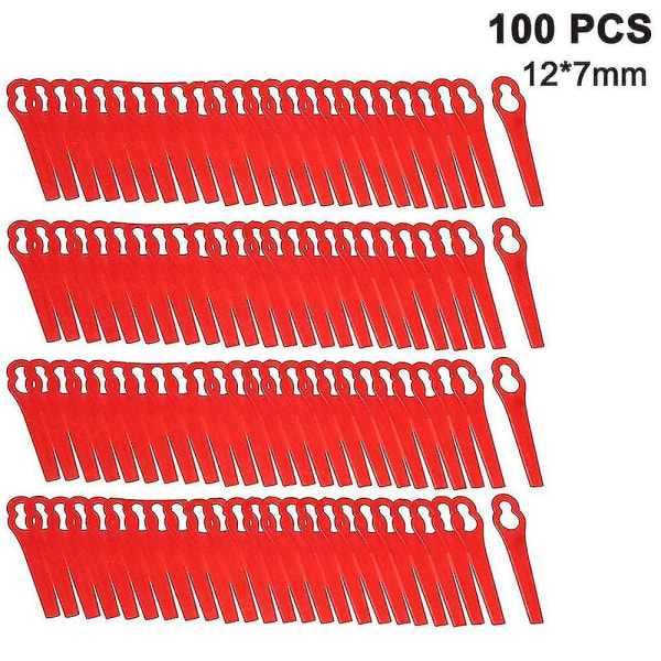 100x Red Plastic Grass Trimmer Blades - Lawn Mower Replacement Blades