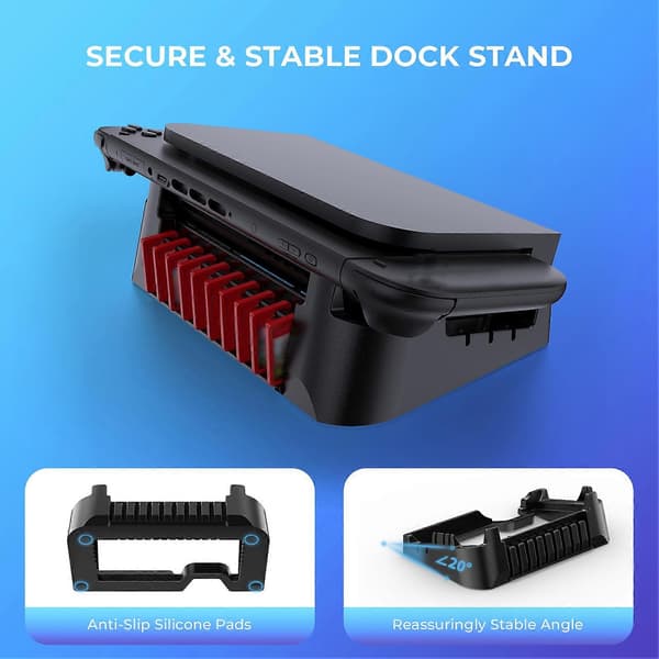 Horisontal stander til Switch/OLED - 10 spilkortpladser, pladsbesparende Black