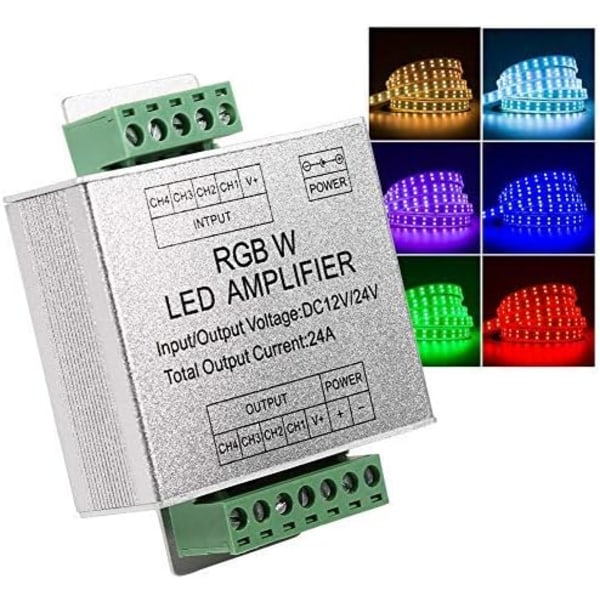 RGBW-forstærker DC12-24V 24A 4-kanals udgangskredsløb Aluminium Shell Data Signalforstærker Controller LED Strip