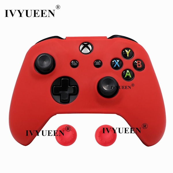För Microsoft Xbox One X S Slim Controller Silikonskal + Analoga Tumgrepp För X Box One 1 X S Gamepad Red