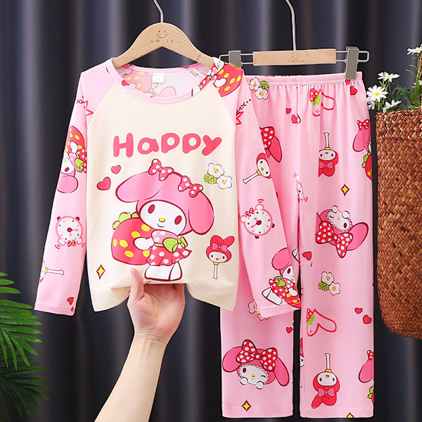 Pigetøj til Piger Børnepyjamas Langærmet Tegneserie Børn Baby Mellem og Store Drenge Hjemmetøjssæt Merlot 95-105cm