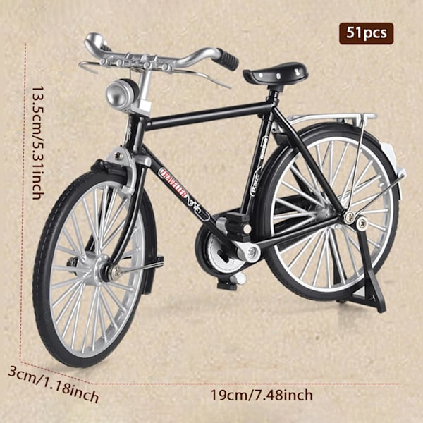 Cykel DIY Model Skala, 51 Dele 1:10 Simuleret Retro Alloy Mini Model, Jernkunst Mini Cykel med Luftpumpe og Kufferten Bordpynt
