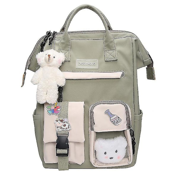 Teini-ikäisten tyttöjen koulureppu Kawaii Cute Bear College Matka casual laukku syntymäpäivälahja Green