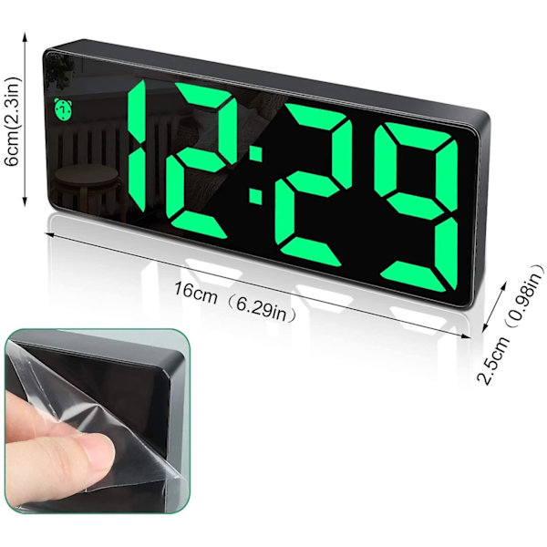 Digitalt vækkeur, stort LED-display og snooze-funktion, justerbar lysstyrke, USB-oplader vækkeur til soveværelse, stue, kontor