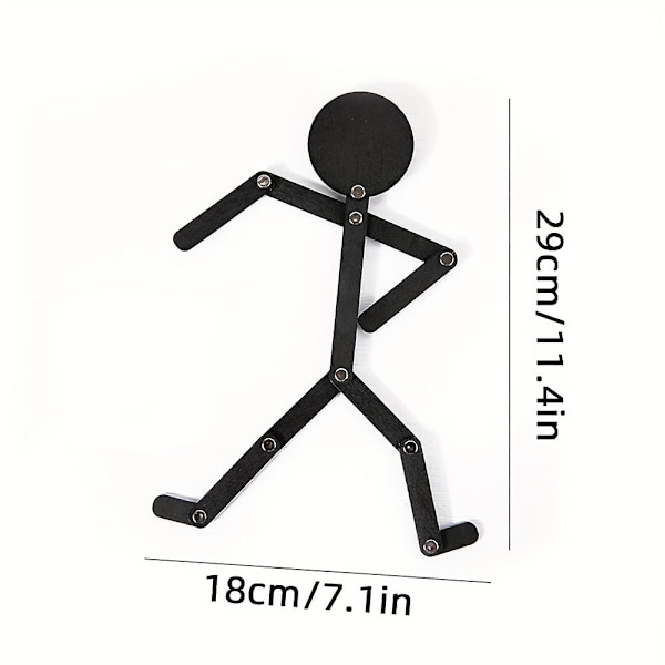 Træ Stickman Legetøj, Sort Træ Stick Man Legetøj Med 24 Kort Fest Puslespil Legetøj Pædagogisk Spil Børn Gave Til 3 År+