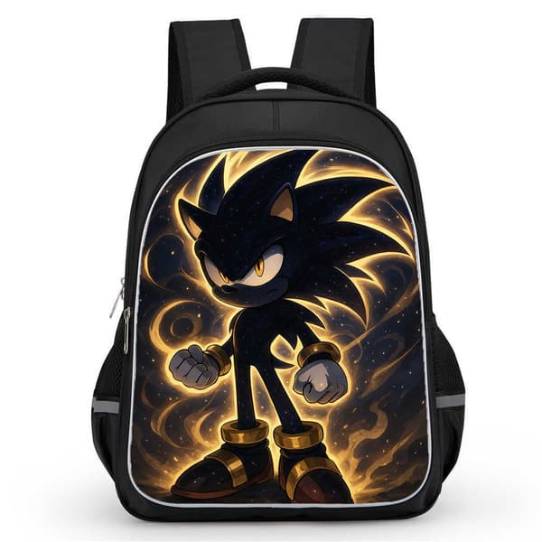 Cartoon Hedgehog Pattern Backpack for Primary School Students, Easy to Carry School Bag Sonic Black 18