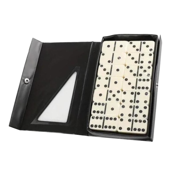 Dobbel seks Domino-sett Klassisk brettspill Tradisjonelle leker-turnering 28 dominoer i bærbar veske for reiseunderholdning Black box 15cmx9cm