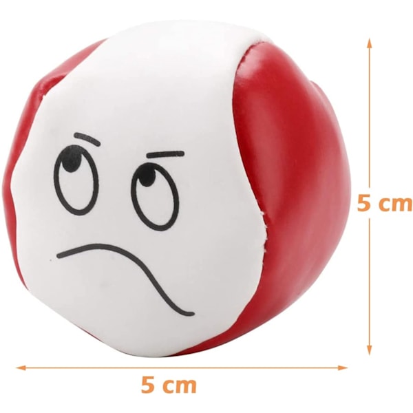 Jongleringsbolde til begyndere, 5 stk. bløde cirkusbolde med søde og sjove emoticons, PU-læder nem jongleringsbold til voksne børn drenge piger