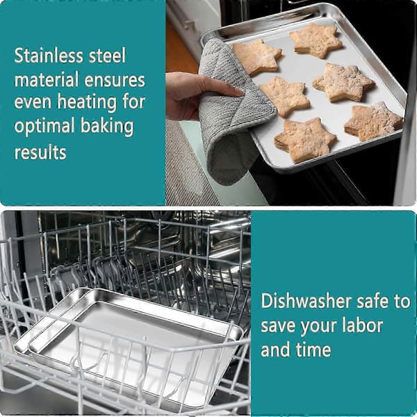 Mini stekeovnsbrett, små stekebrett i rustfritt stål, rektangulær kakeform for baking