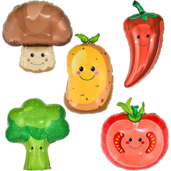 10 stk. grøntsagsballoner søde svampe kartoffel tomat broccoli chili folie mylar balloner til grøntsag sommer fødselsdag bryllup baby shower fest dekoration