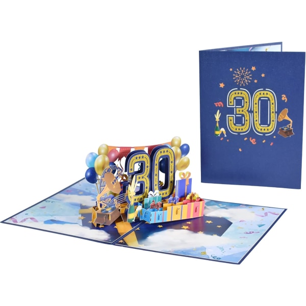 30-års popup-kort 30-årsdag 30-årsdagskort 3D-hälsningskort