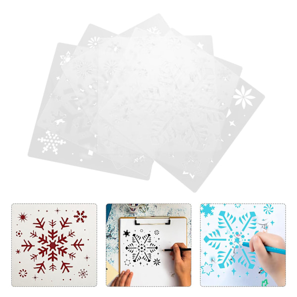 6 kpl Stenssit käsitöihin Iloista Joulua Lumhiutale Stenssit Talviloma Stenssit Piirustusmalli Juhla Stenssit White 20.1X20.1cm