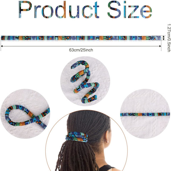 Spiral Hårsnodd, 63cm Dreadlocks Håraccessoar Böjbar Hästsvanshållare Dreadlocks Hårsnodd för Kvinnor Män Långt Tjockt Lockigt Hår (Blå)