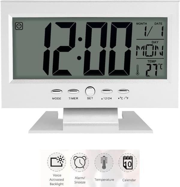 Digital klokke Multifunksjonell kalender LCD Digital skrivebordsvekkerklokke