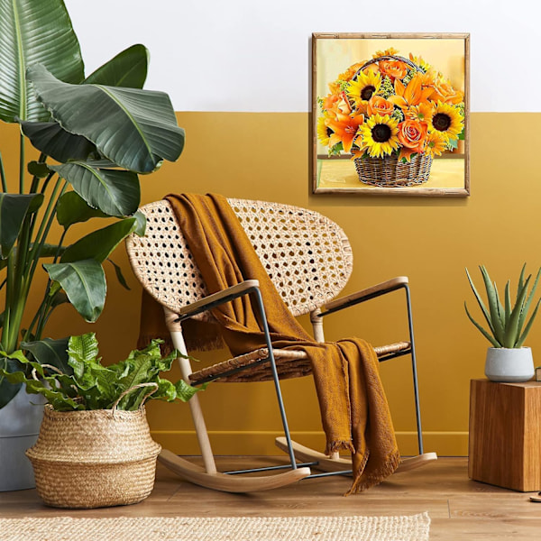 5D timanttimaalaus kukkia, DIY seinäkoriste 30x30 cm