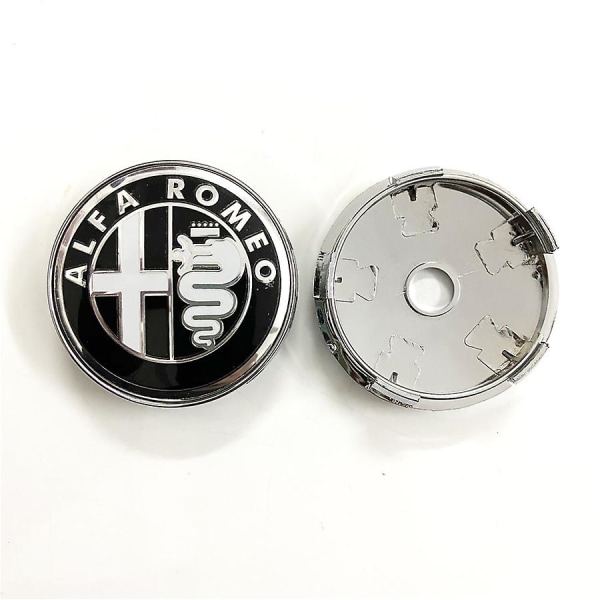 Til Alfa Romeo 60mm Modifikation Hjulkapsler Sort Hvid Farve 030 Base Center Cover Black and White 4pcs