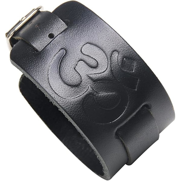 Simple Fashion Mantra Wide Strap Punk Genuine Leather Bracelet