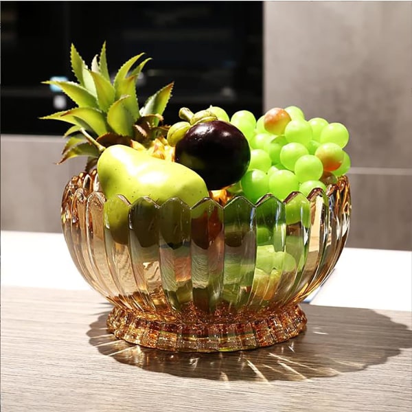 slik tallerken med låg, krystal slik skål, frugt tallerken, dekorativ skål (rav)