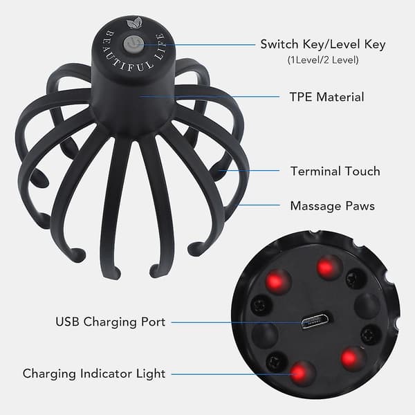 Electric Head Massager with Multiple Claws - Household USB Charging Kneading Vibration Head Massager (1 pc)