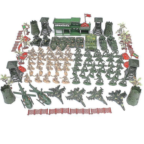 122 dele sæt med actionfigurer fra hæren, militærlegesæt med soldater, kampvogne, fly, flag, soldaterfigurer sæt model drenge plastik mission hær militær