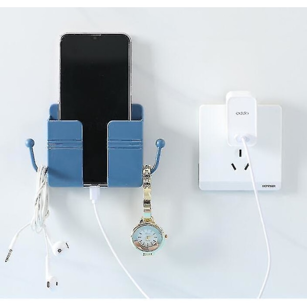2-pak vægmonteret mobiltelefonstativ Opladningsstativ Rack-stativ Selvklæbende stativ Blue