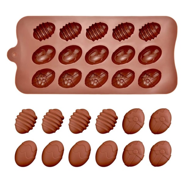 Små Æg Påskeæg Silikoneform Chokoladeform Pralinform til Pral Xixi brown