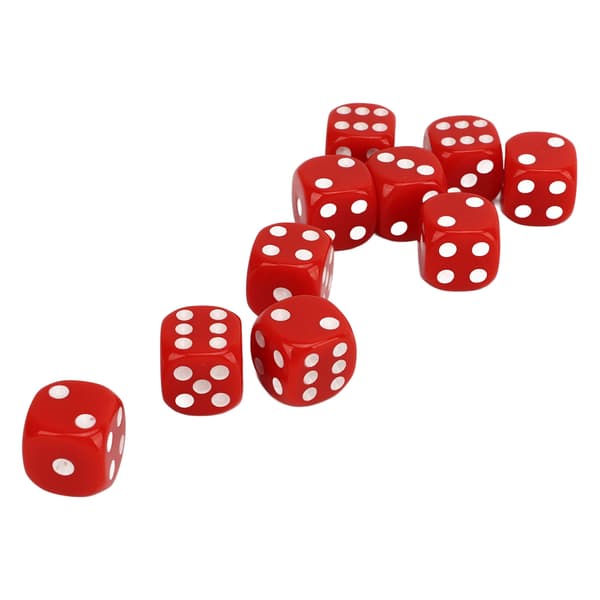 30 Pcs Dice Set 6-Sided Round Corner White Number Dots Plastic Portable Game Dice for Board Games Math Teaching Red