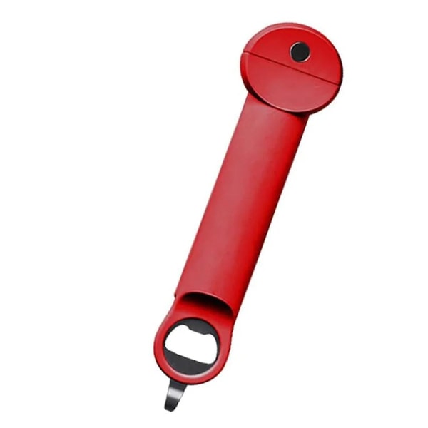 Multifunctional Bottle Opener Stainless Steel Lid Opener Diam 2.5-9.5cm Adjustable WineBeer Can Opener ,B Red