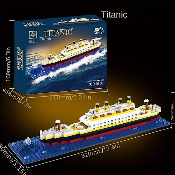 Byggeklods samlelegetøj Titanic Giant Dreng Pige Puslespil Krydstogtskib Model1878 Stk 607 pcs