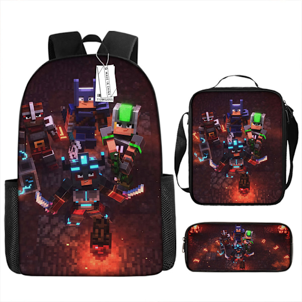 MINECRAFT Skolryggsäck My World Speltillbehör Ryggsäck Tre-delad Set