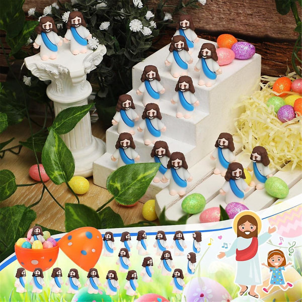 Jesus-legetøj påske Original-design mini Jesus-figur til at skjule og religiøs fest favoriserer søndagsskolehåndværk Blue