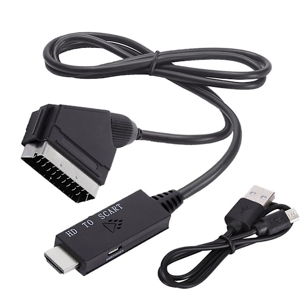 Sovitin kaapeli alhainen virrankulutus USB-virtakaapelilla - Yhteensopiva Scart-audio-video-sovittimen kanssa Plug and Play Black