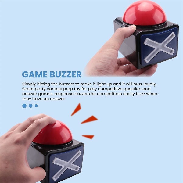 2 kpl Game Buzzer , Game Buzzer Hälytysääni Toistopainike Kevyellä Trivia Quiz Got Talent Buzzer Gam Blackred