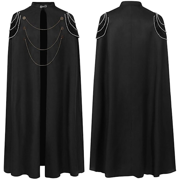 Vikingakappa, Halloween-kappa för män, Cosplay-dräkt, Steampunk-kappa, Metallkedja, Medeltida riddarkappa, Viktoriansk kunglig kappa