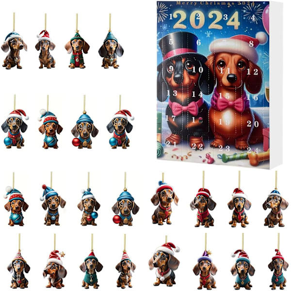 Julekalender til Hunde 2024 Julekalender Hundevedhæng 24 Dage Jule Nedtællingskalender Julekalender D