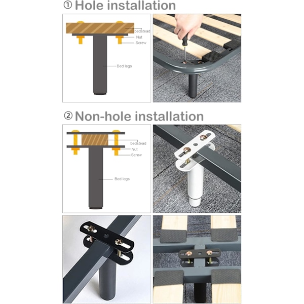 Säädettävät sängynjalat, sisäänvedettävät raskaat sängyn keskiosan runko, säletukijalka, metalliset huonekalujen tukijalat, 2 kpl 7 tuumaa - 13 tuumaa (musta)