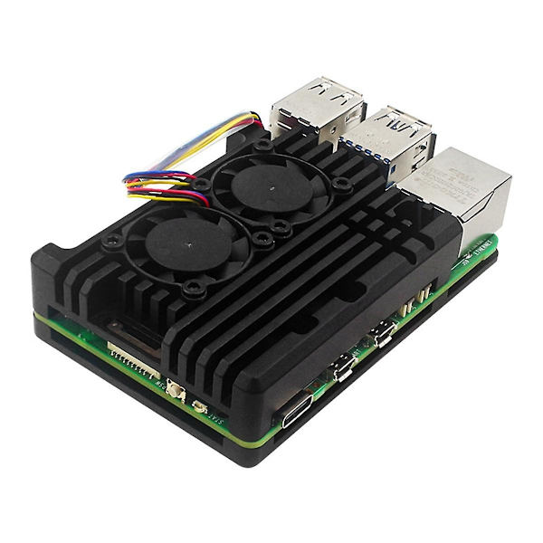 For 5 Aluminium Alloy Case Heatsink Cooler, Passive Cooling Case for 5 with Dual Cooling Fan Black