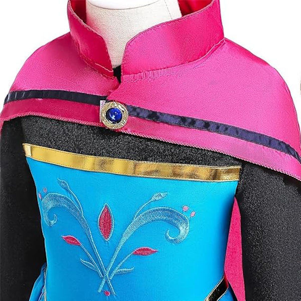 Pige Iceprinsesse Snedronning Krøningskjole Kostume med Kappe Halloween Jul Fest Outfit Long Sleeve (Dress Only) 110cm