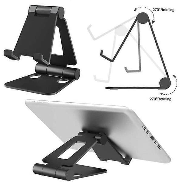 Dobbelt foldbar telefonholder, bordtelefonholder base, sort