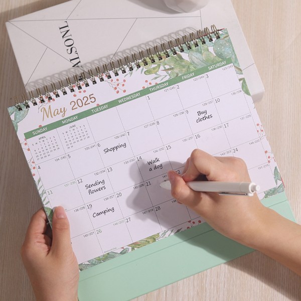 2025 Skrivebords Kalender, 2025 Stående Foldbar Skrivebords Kalender, Januar 2025-December 2025, Med Noter Sider, Helligdage og Stort Noter Område, Farverige Blomster style4