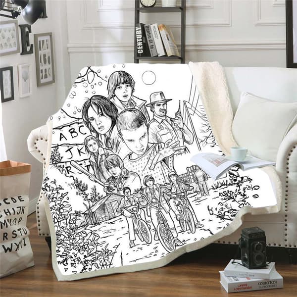 Stranger Things 3D-printet ullteppe, flanell, 70*100 13