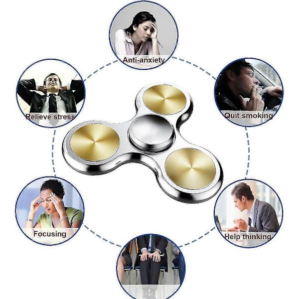 Fidget Spinner-legetøj i rustfrit stål - højpræcision til stresslindring A-silver-solid