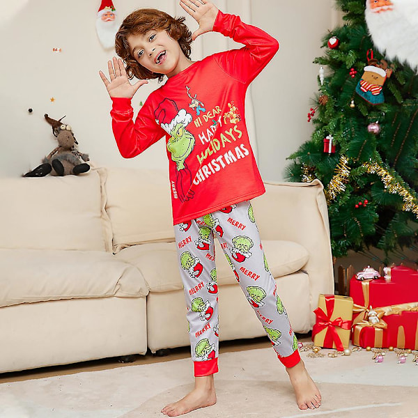 Familiematchende Pyjamas for Barn, Babyer & Voksne - Grinch Trykk Juletema Barn Kids 11-12Y