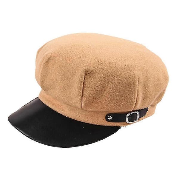 Dame ottekantet baret, blød polyesterfiber, moderigtig newsboy-stil til forår, efterår, vinter, 1 sæt