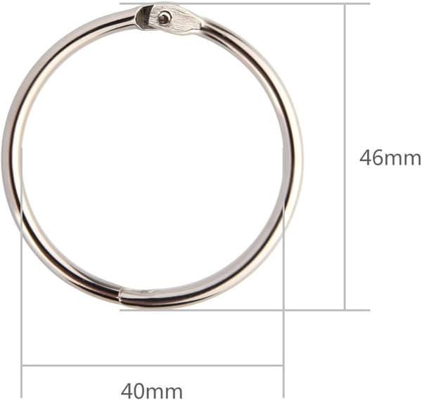 15 stk. 1,8 tommer diameter bog løse blad binderinge nøglering ringe, sølv indekskort ringe