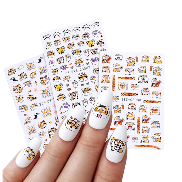 Årets Tiger Nagelkonst Stickers Självhäftande Nagel Dekaler 3d Nagelkonst Dekor